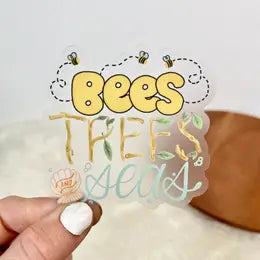 Bees, Trees, and Seas Clear Sticker