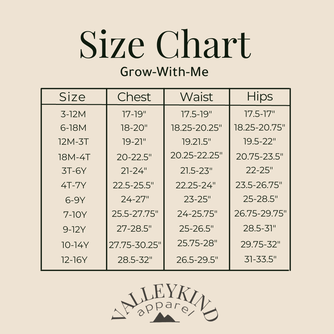 Size Chart - Kid's Slim Joggers – Wooly Doodle