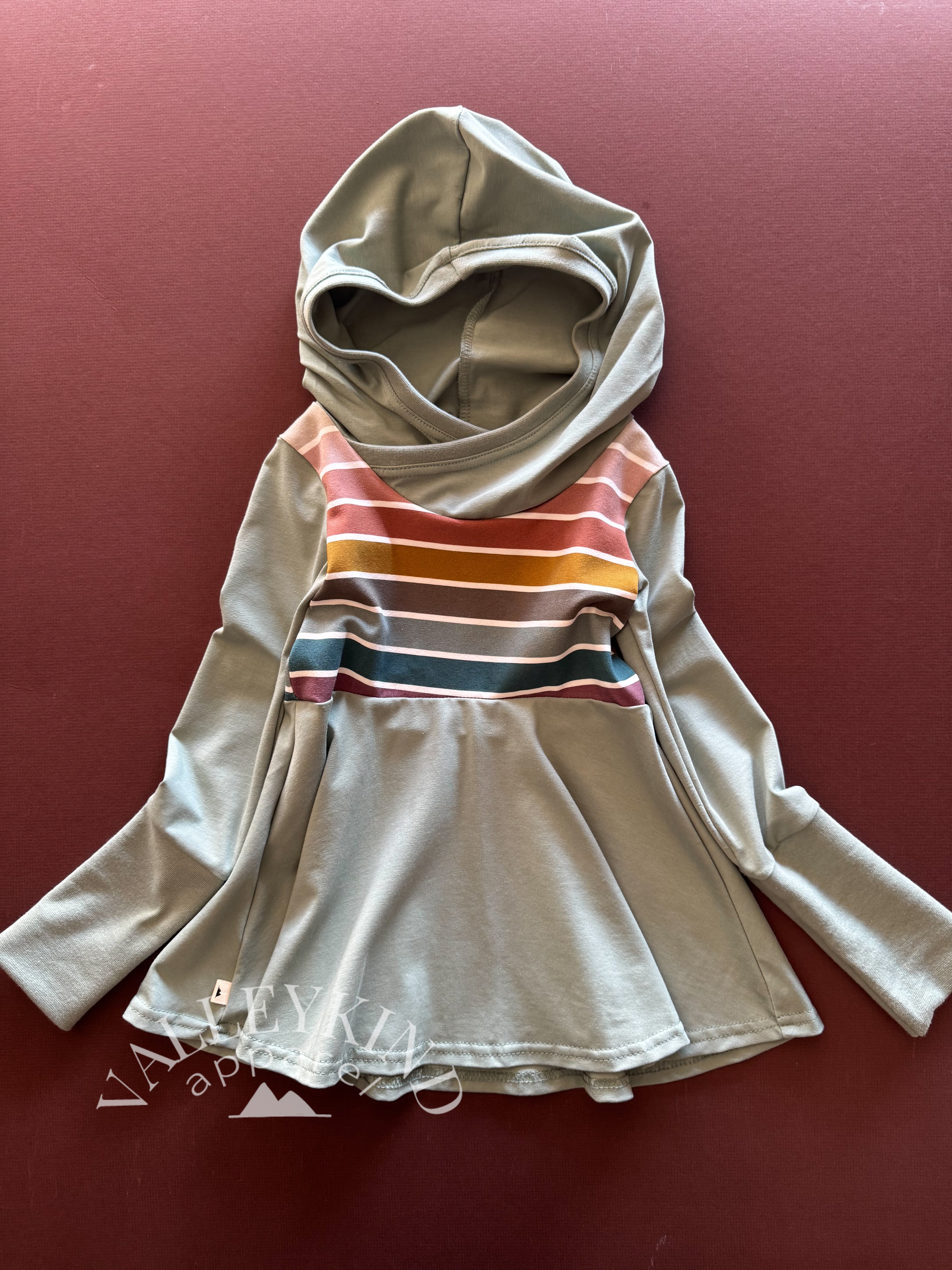 Grow with Me Hooded Tunic Jewel Stripes 3T-6Y